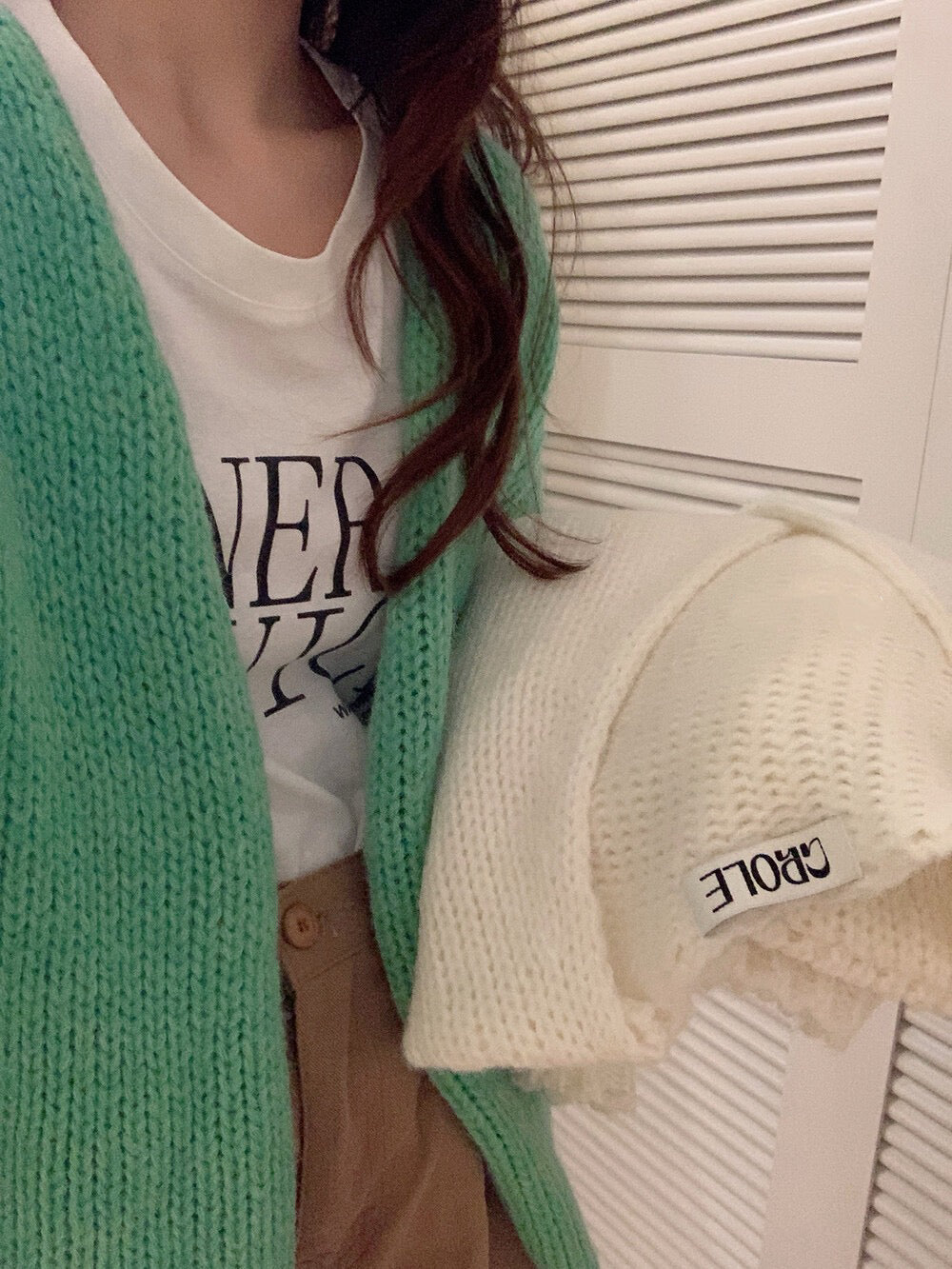 // 12%wool慵懶束袖口疏針CD