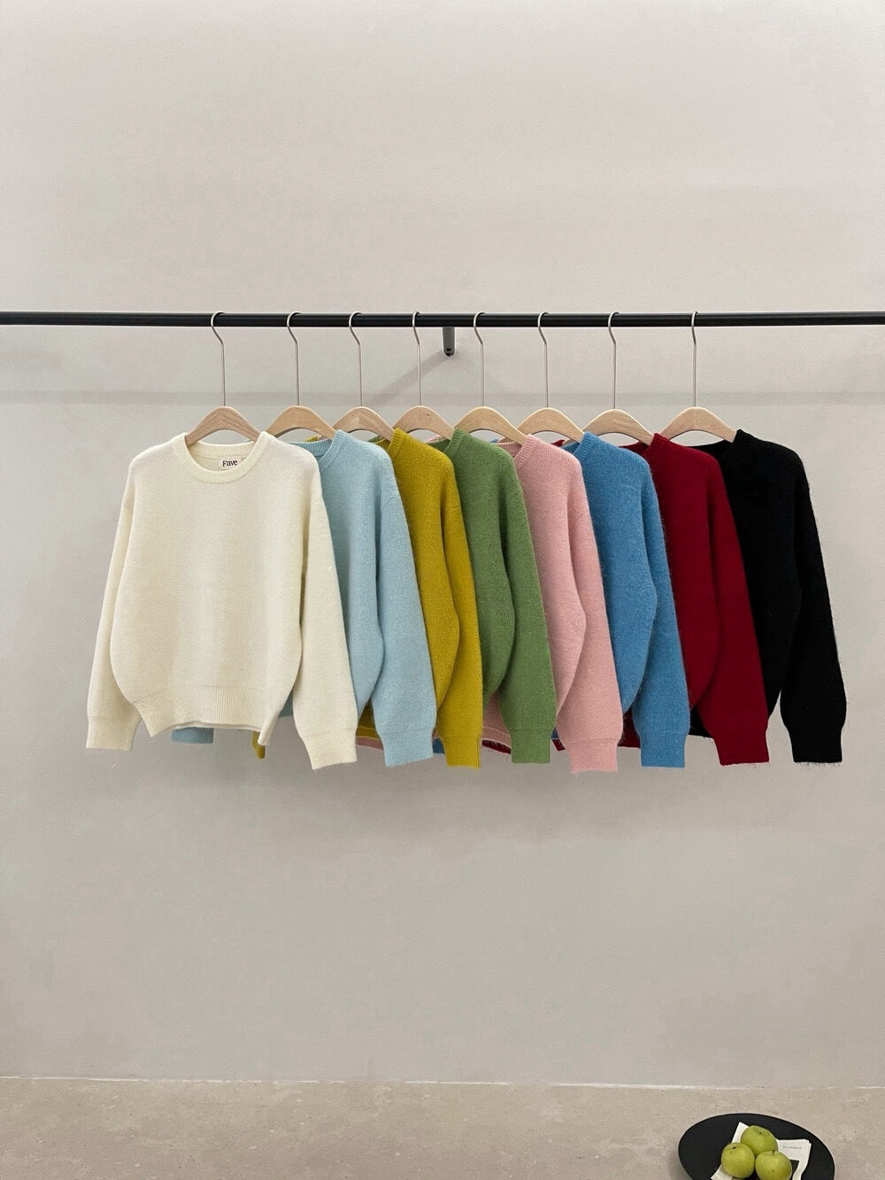 // 軟糯超美色系混兔毛圓領毛衣