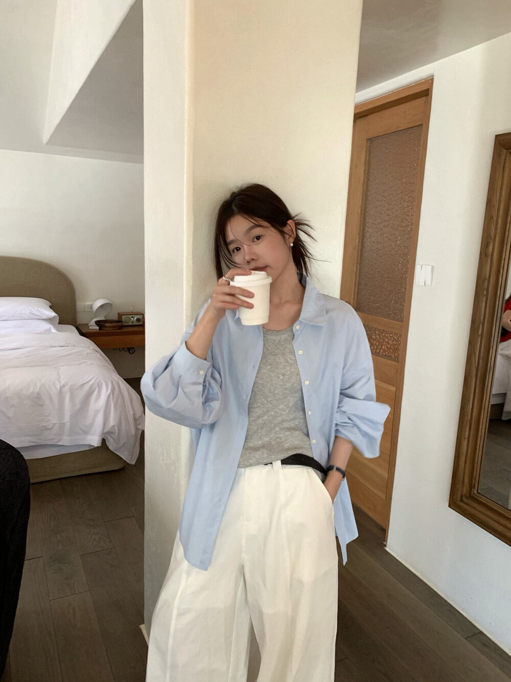 // oversize慵懶風春夏色系恤衫