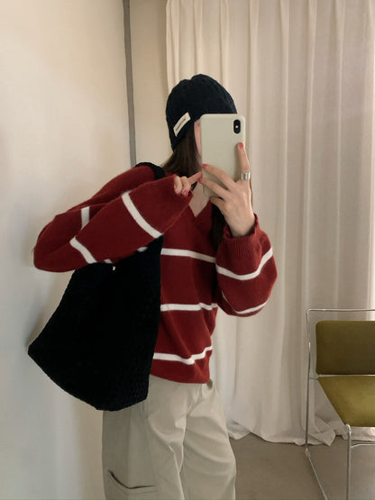 // 高質料6色raccoon柔軟V領毛衣