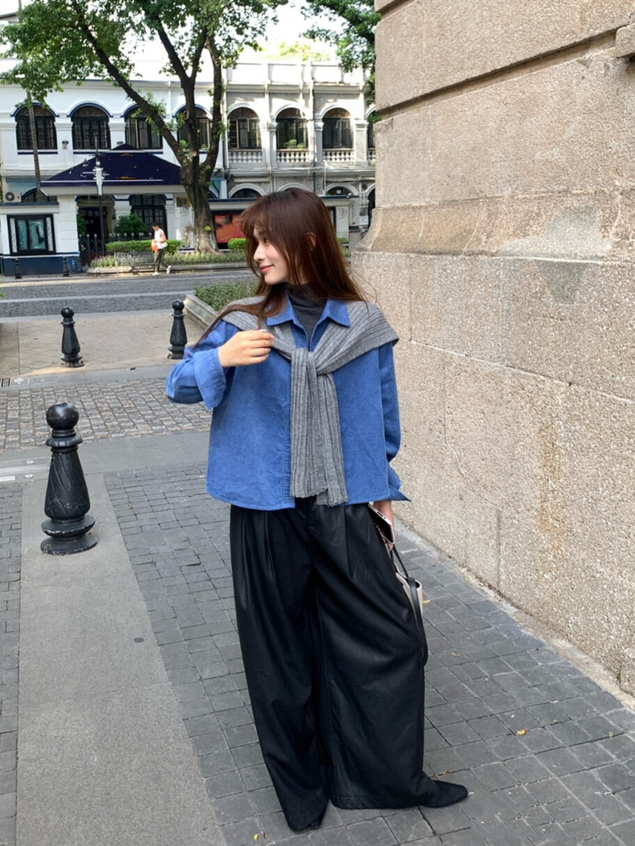 // 連披肩燈芯絨中短款SH