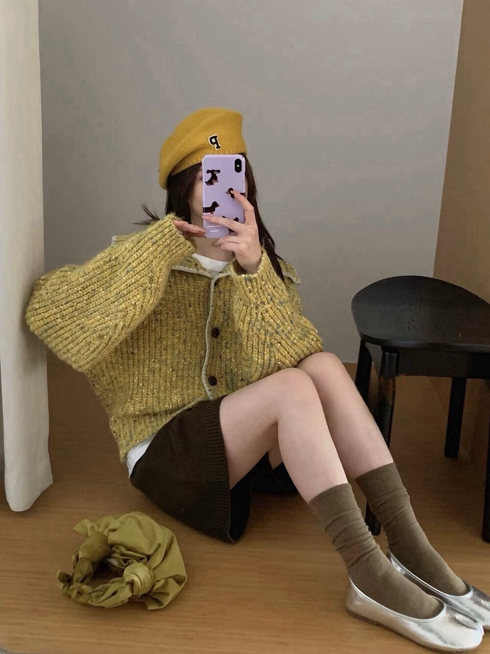 // 30%綿羊毛彩點包邊翻領CD