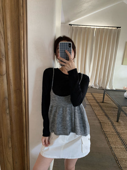 // 春季疊穿必備小吊帶+打底TEE套裝