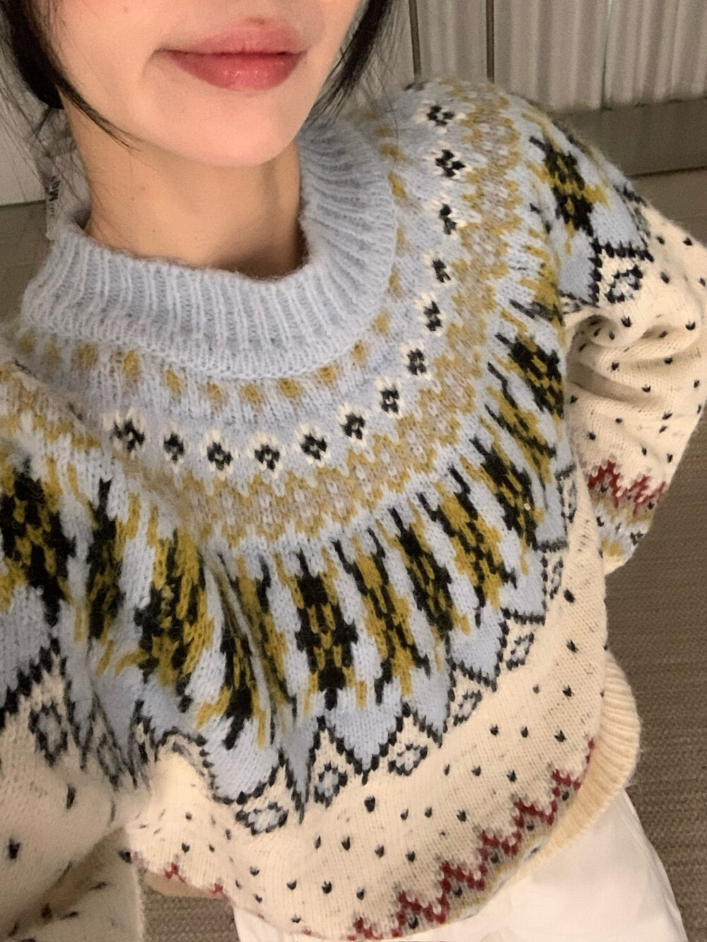 // 15%羊毛復古北歐patterns毛衣