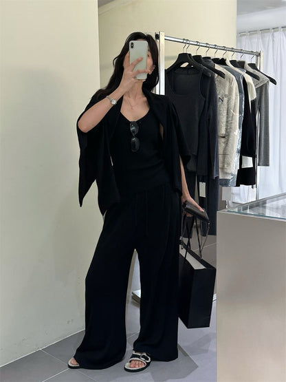 // 超氣質背心+外套+褲三件套