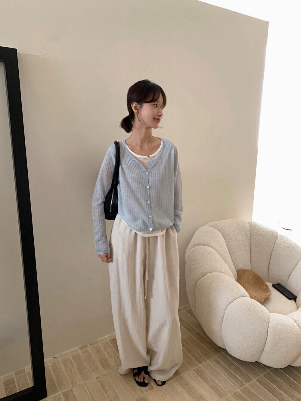 // 超舒服天絲麻綁帶腰褲