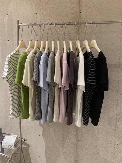 B64 / 熱賣12色U領純色TEE