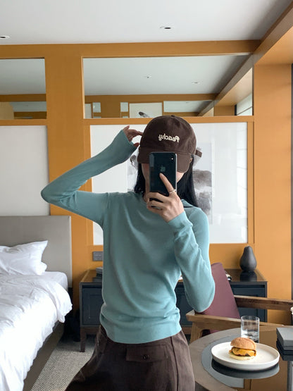 // 桑蠶絲+絲光羊毛親膚顯瘦薄針織￼