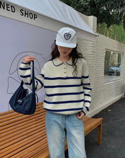 // 好美的撞色包邊花邊領間條開鈕NT