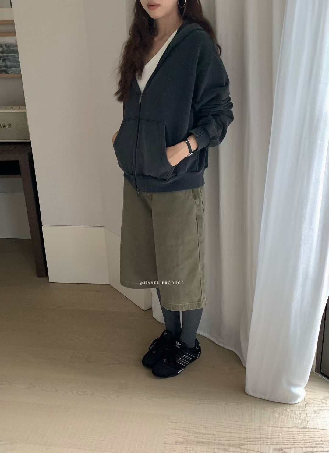 // 復古洗水街頭風連帽拉鍊外套