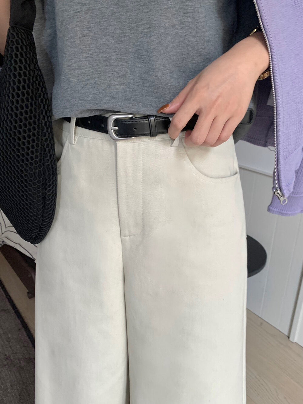 // 小個子必入九分闊腳褲(連腰帶)