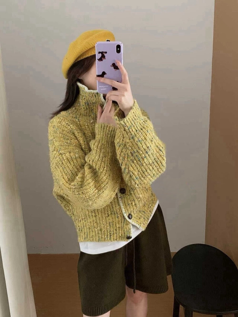 // 30%綿羊毛彩點包邊翻領CD