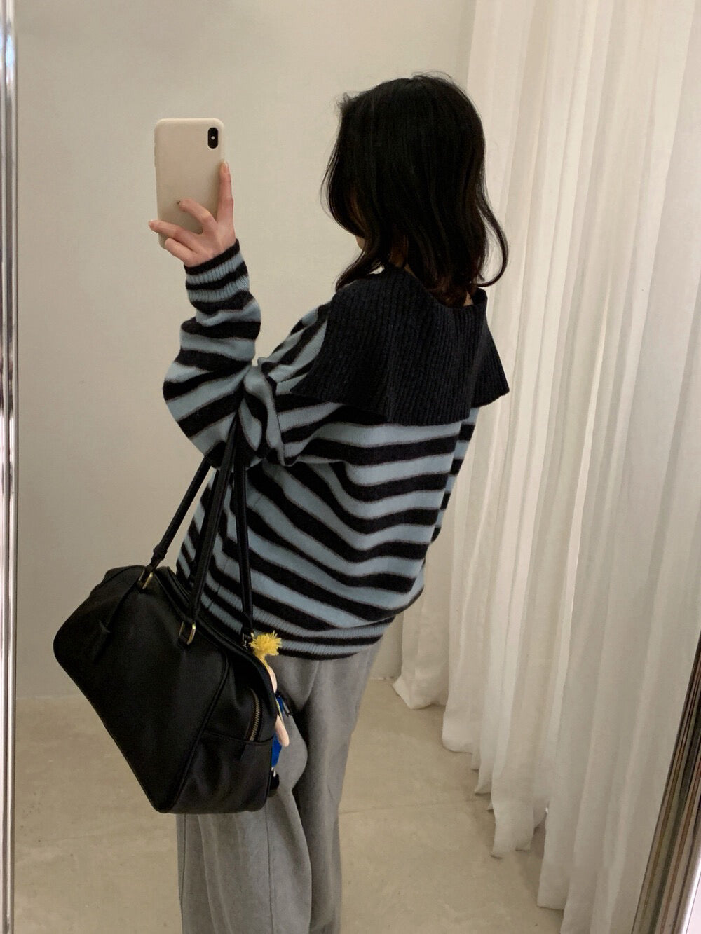 // 100%羊毛可拆領子柔軟間條NT