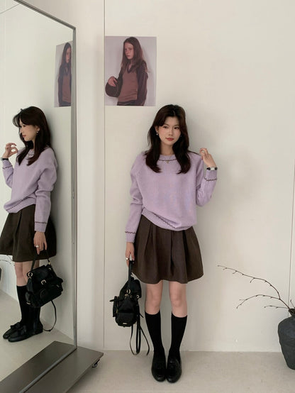 // 撞色穿插邊設計12%兔毛NT