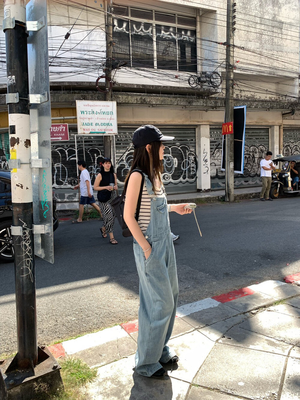 🎀 可愛口袋復古牛仔工人褲