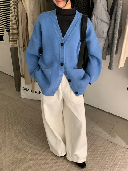 // 慵懶重磅靚色V領中長CD