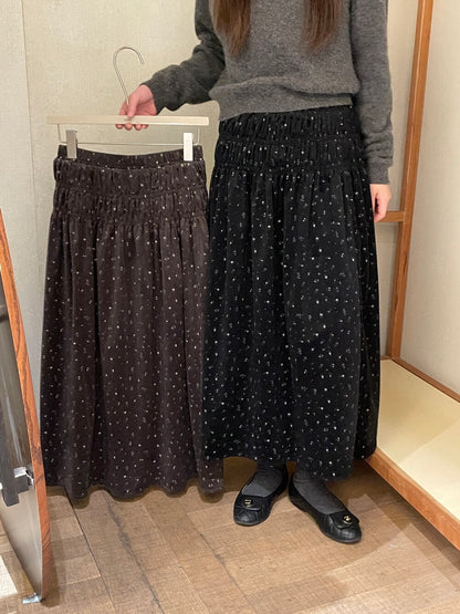 // 秋冬磨毛質料碎花中裙