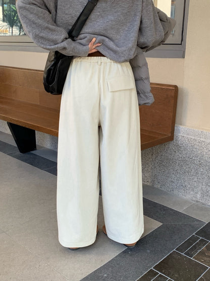 // 梨型身材必入壓褶加絨燈芯絨褲(連腰帶)