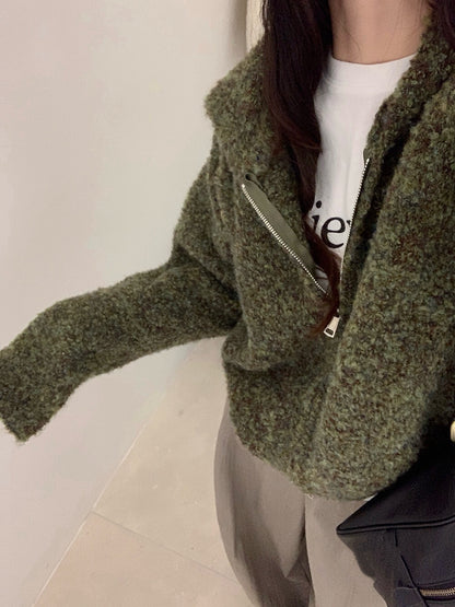 // 超軟糯圈圈羊毛連帽拉鍊CD