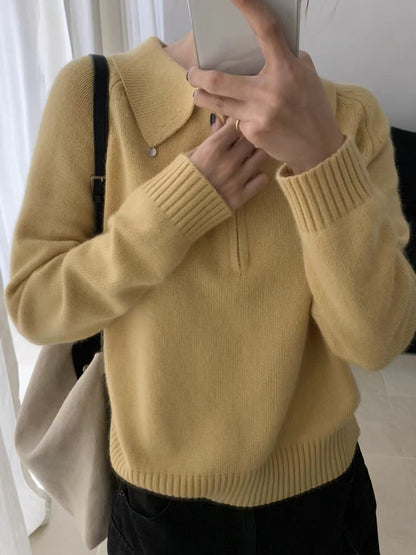 // raccoon+wool半拉鍊翻領高級感毛衣