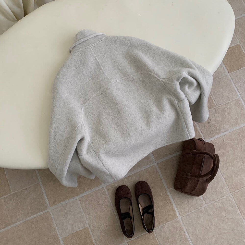 // 100%wool小立領double鈕扣手工外套