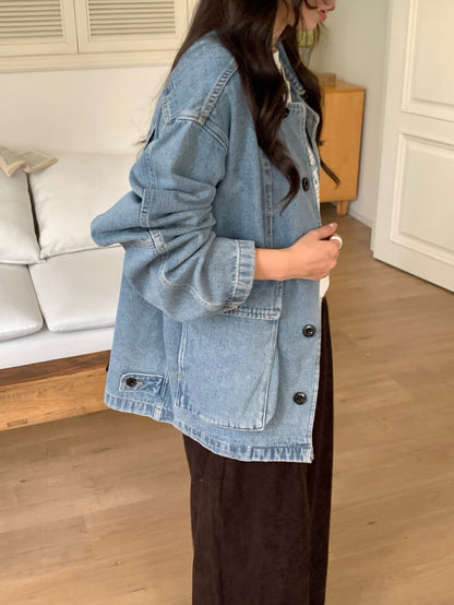 // 慵懶寬鬆超韓牛仔外套