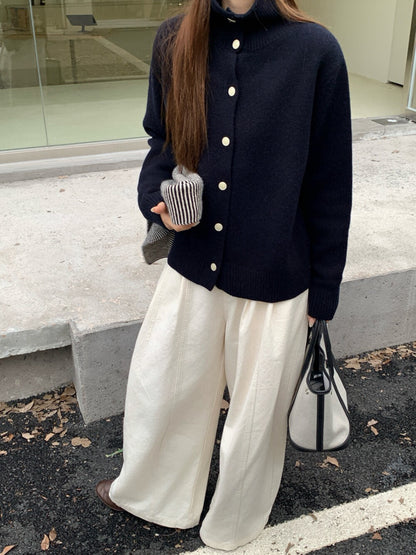 // 直坑紋立領排扣軟糯CD