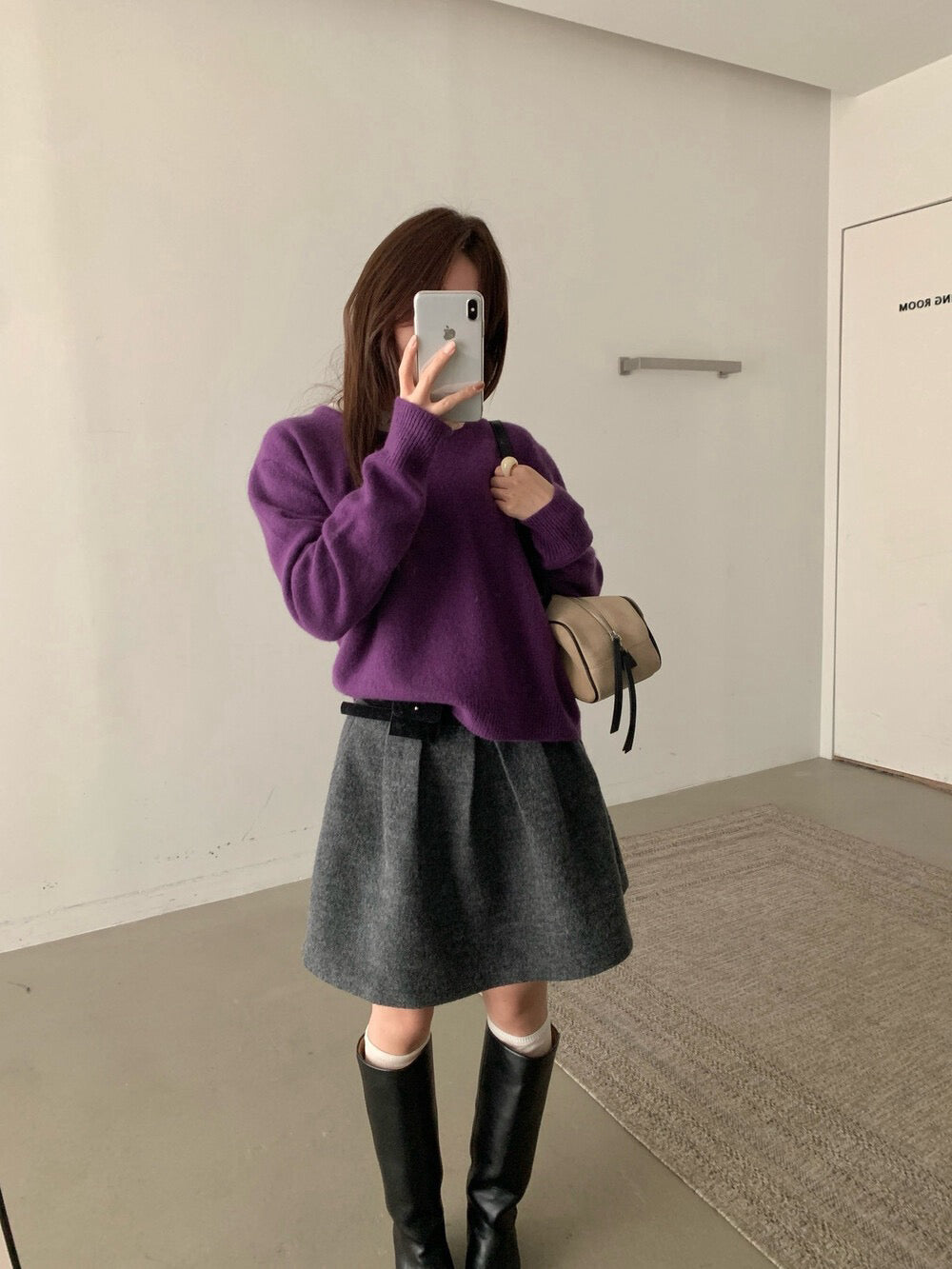 // 100%羊毛撞色假兩件毛衣