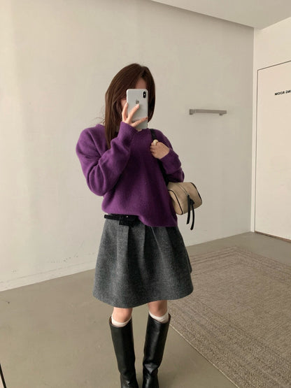 // 100%羊毛撞色假兩件毛衣