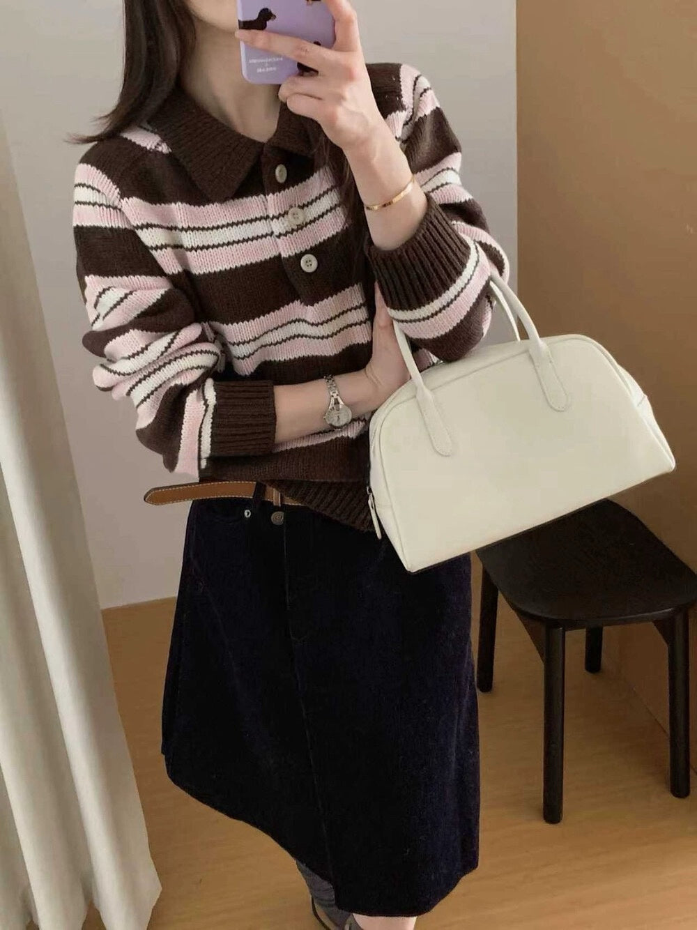 // 超美撞色鈕扣polo毛衣