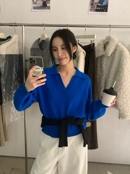 // 8%羊毛高級感小V翻領NT