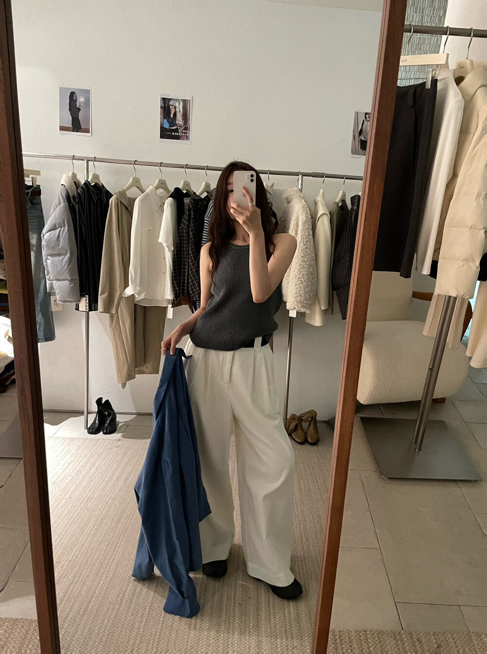 // 顯瘦掛頸入膊針織背心