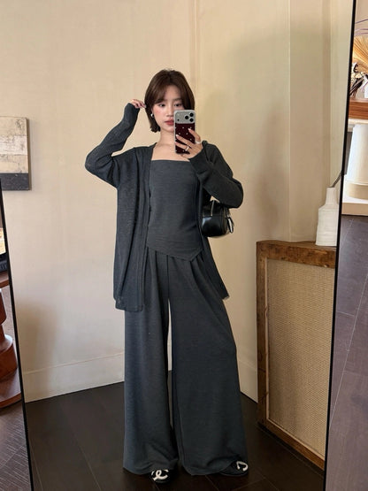 T02 / 超親膚莫代爾吊帶+休閒褲+外套三件套