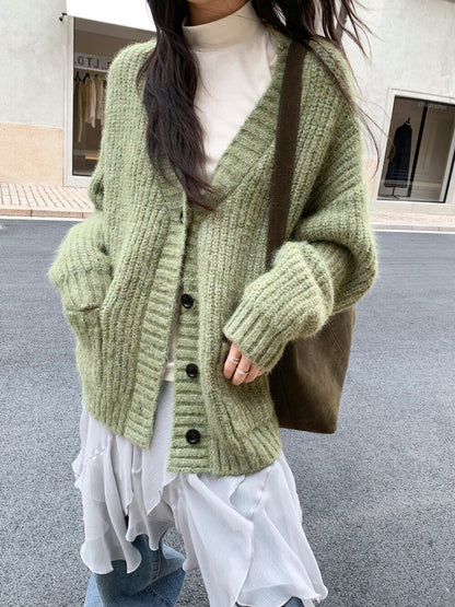 // 8%wool深v粗織邊口袋中長CD