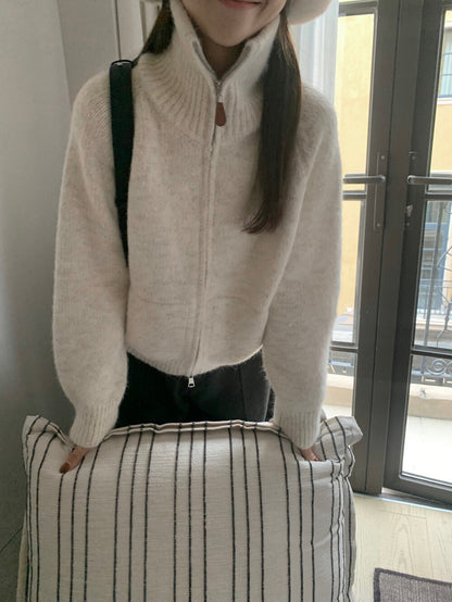 // 慵懶高級感上下拉鍊可立領口袋CD