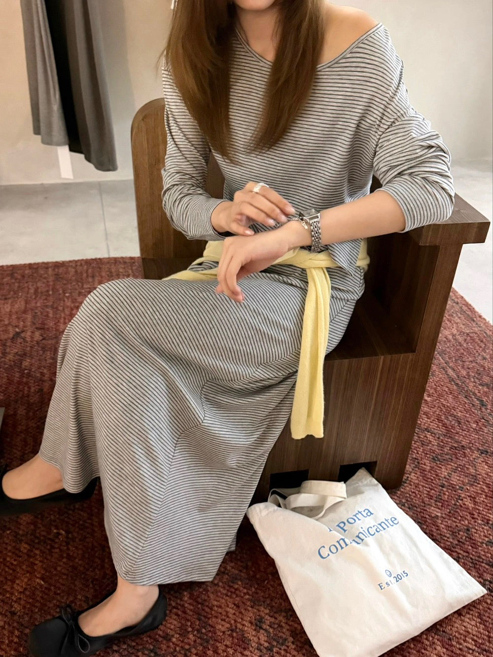 T05 / 鬆弛感側鈕扣間條上衣+裙套裝