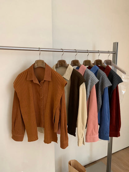 // 連披肩燈芯絨中短款SH