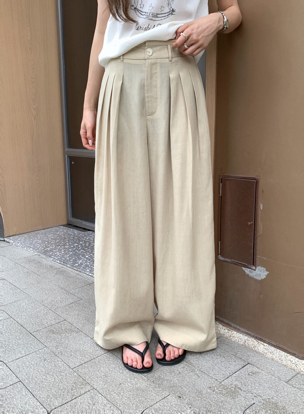 // 100%lyocell高質壓褶垂感西褲