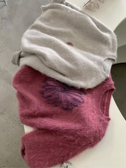 // 溫柔毛茸感雛菊拉絨毛衣