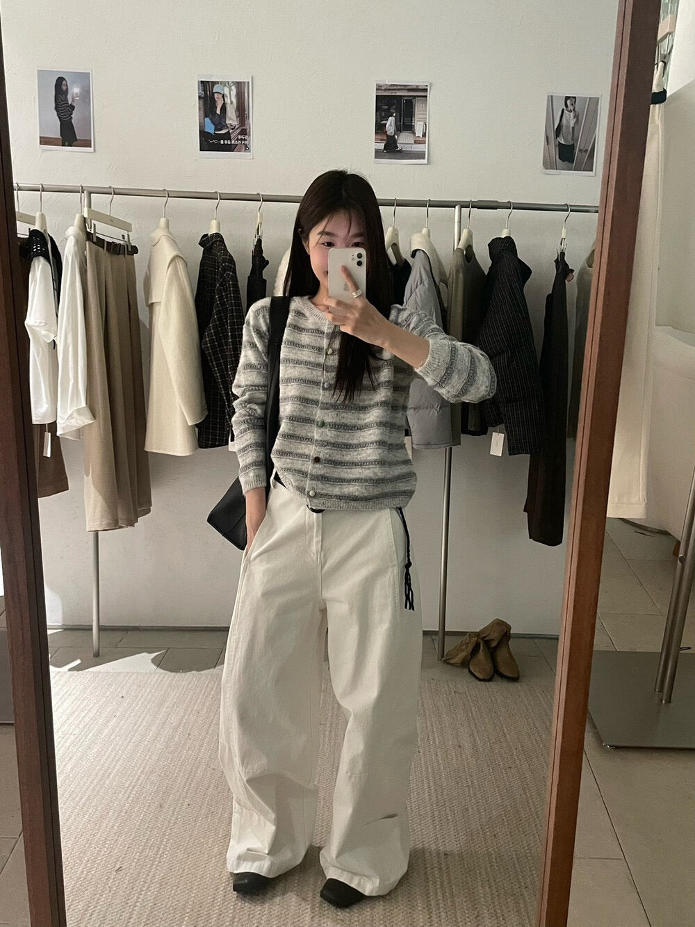 // 8%wool混色鈕鏤空間條CD