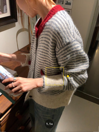 (部分現貨) // 溫柔毛絨感撞色衣擺間條CD