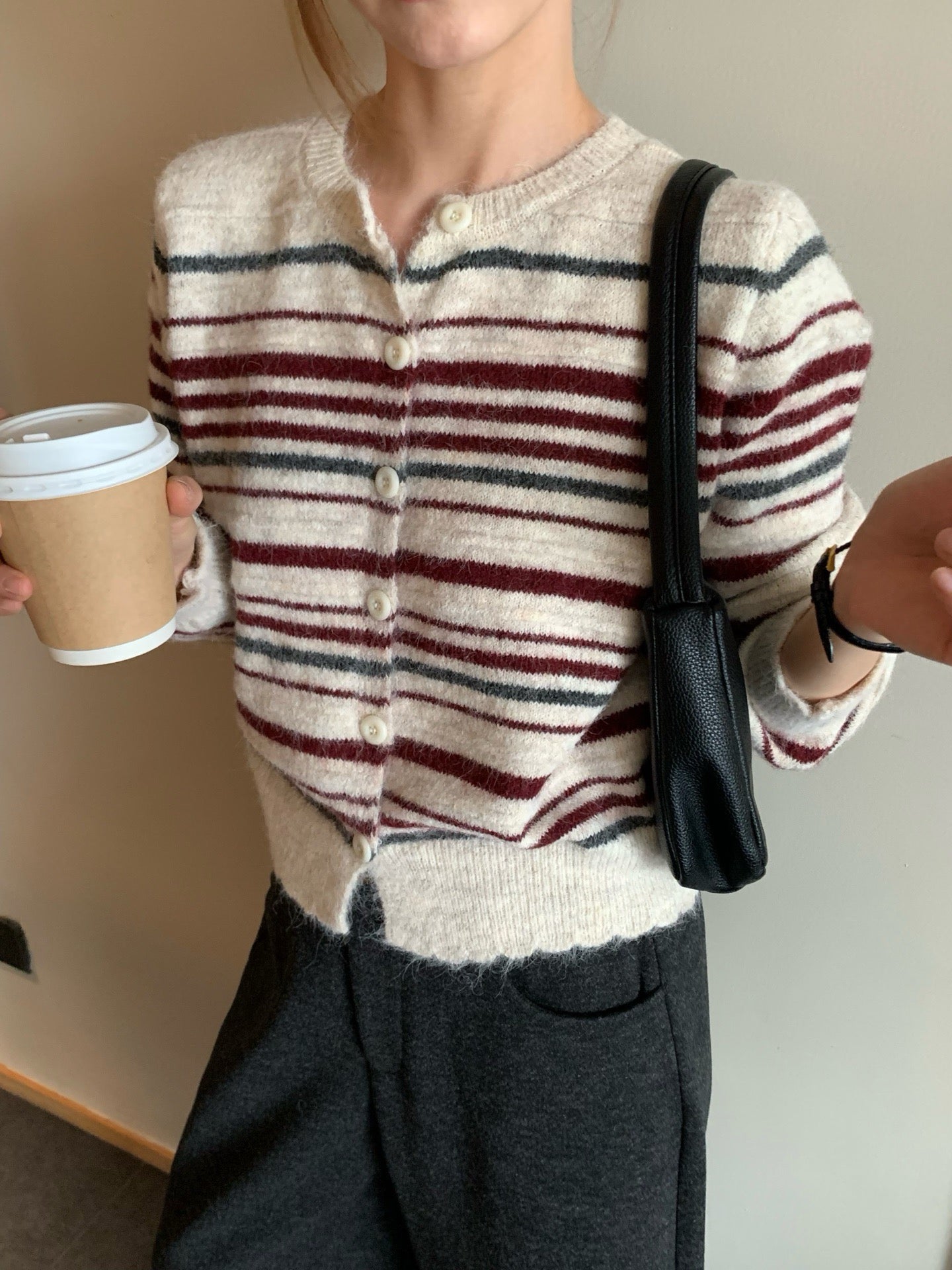 // 復古配色8%wool間條CD