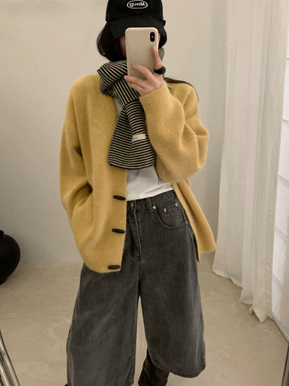 // 超軟糯寬鬆中長牛角鈕CD