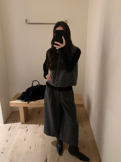 // 10%羊毛小個子必入八分毛呢褲