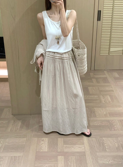 S27 / 超韓綁帶防曬BL+打底背心+壓褶details中裙三件套