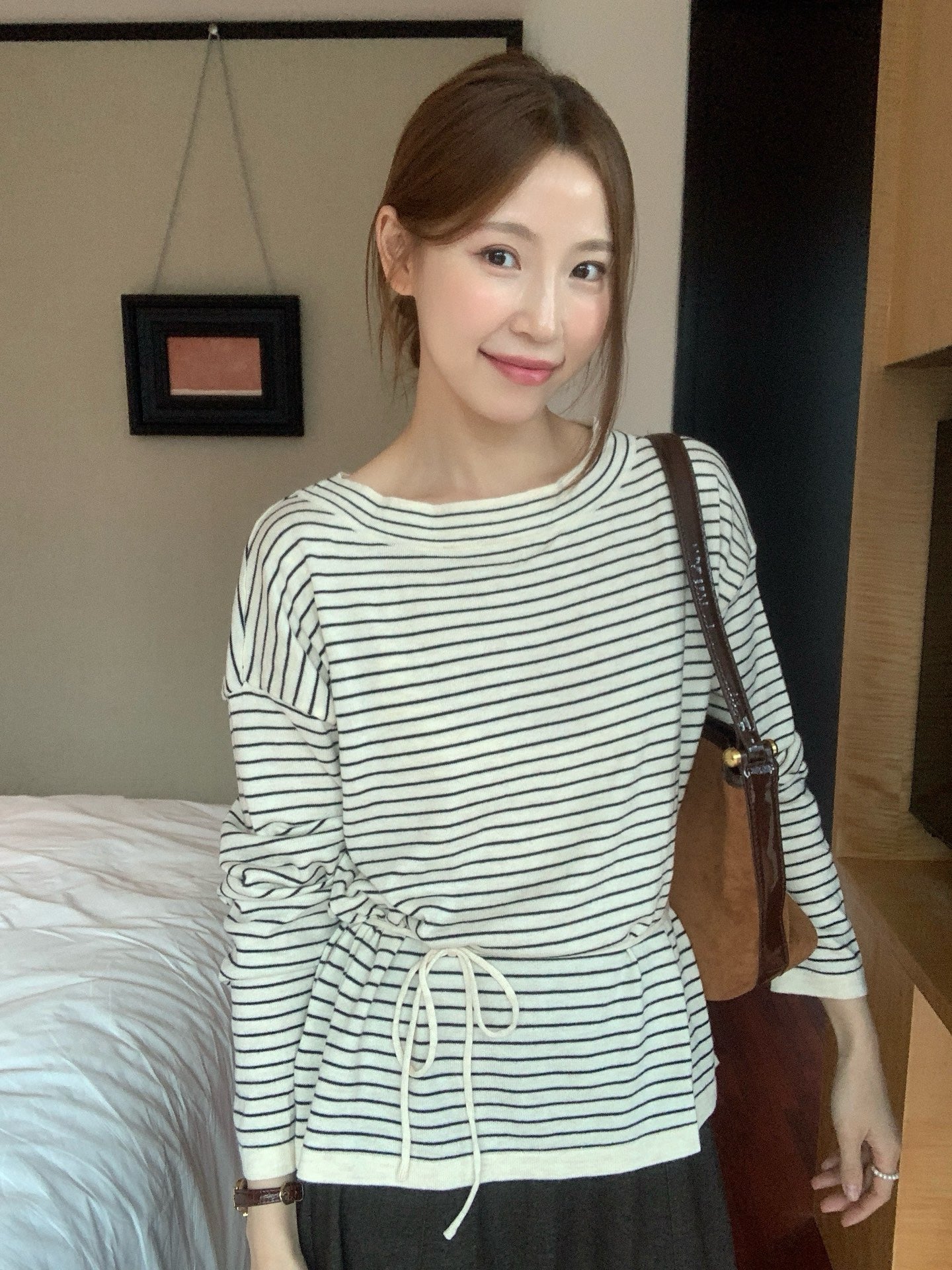 // 三種穿法8%wool親膚間條綁腰NT