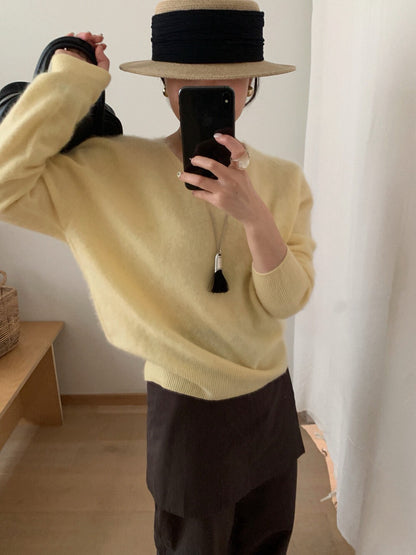 // 15色親膚羊毛拉絨工藝高級感V領NT