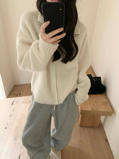 // 100%羊毛搖粒絨可立領拉鍊外套