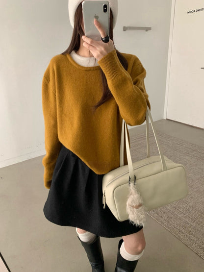 // 100%羊毛撞色假兩件毛衣