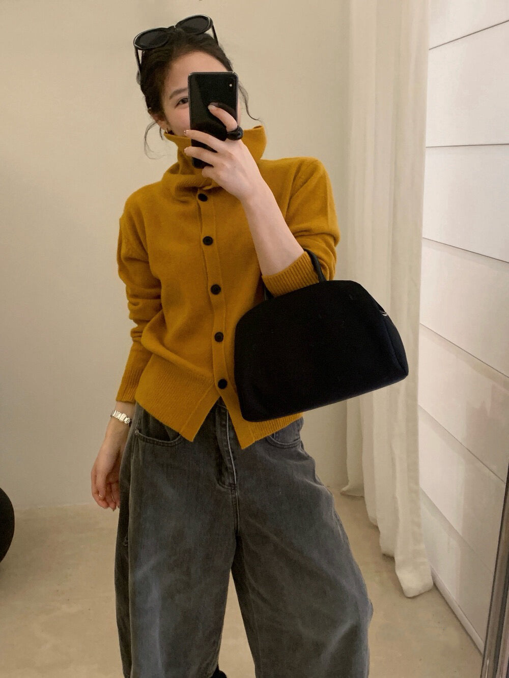 // 100%wool大翻領可立領開胸CD